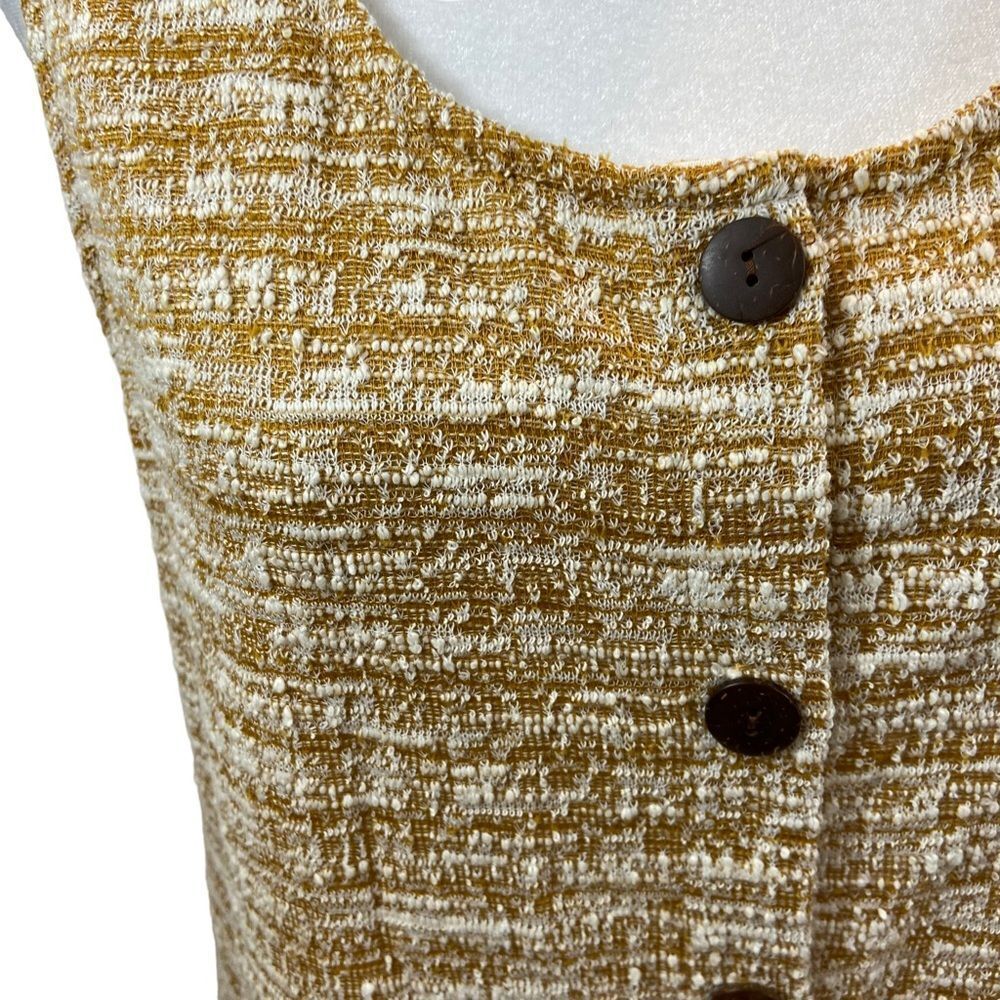 W5 Brand Mustard Tweed Button Up Tank Top Size Medium - Picture 2 of 10